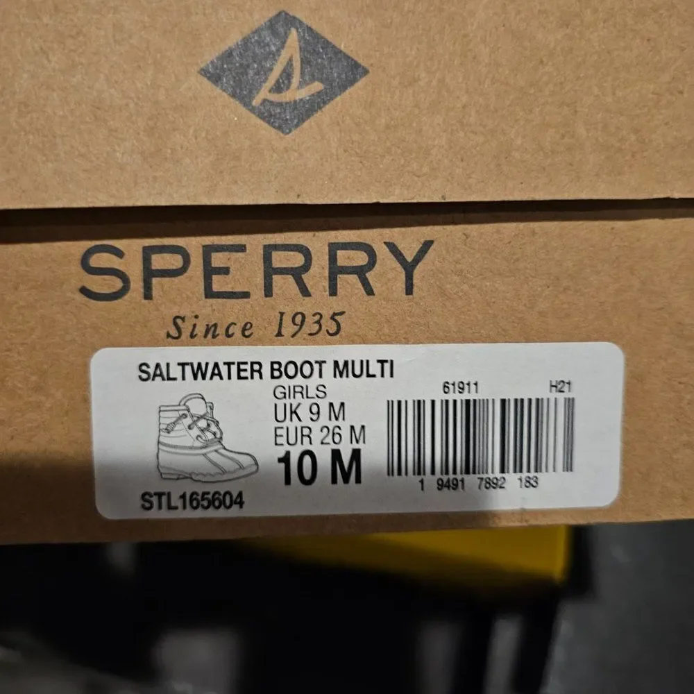 Sperry Top-Sider girls Child Saltwater Multicolor Boot Size 10 (M) NWT